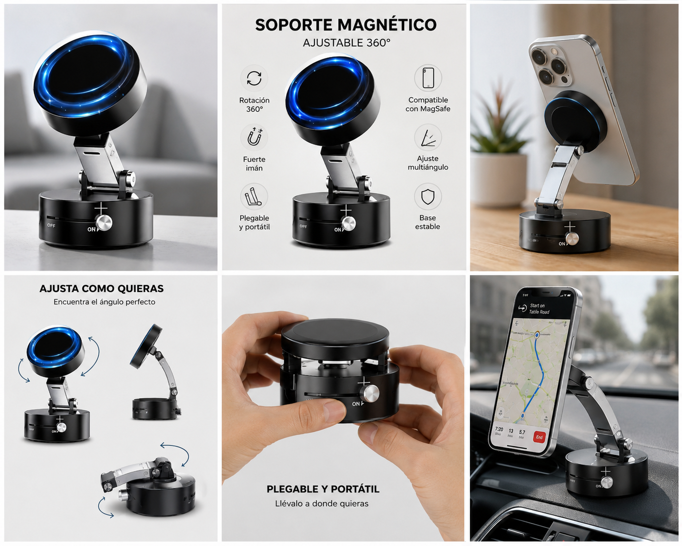 Soporte Magnético para Celular — Para Auto y Escritorio