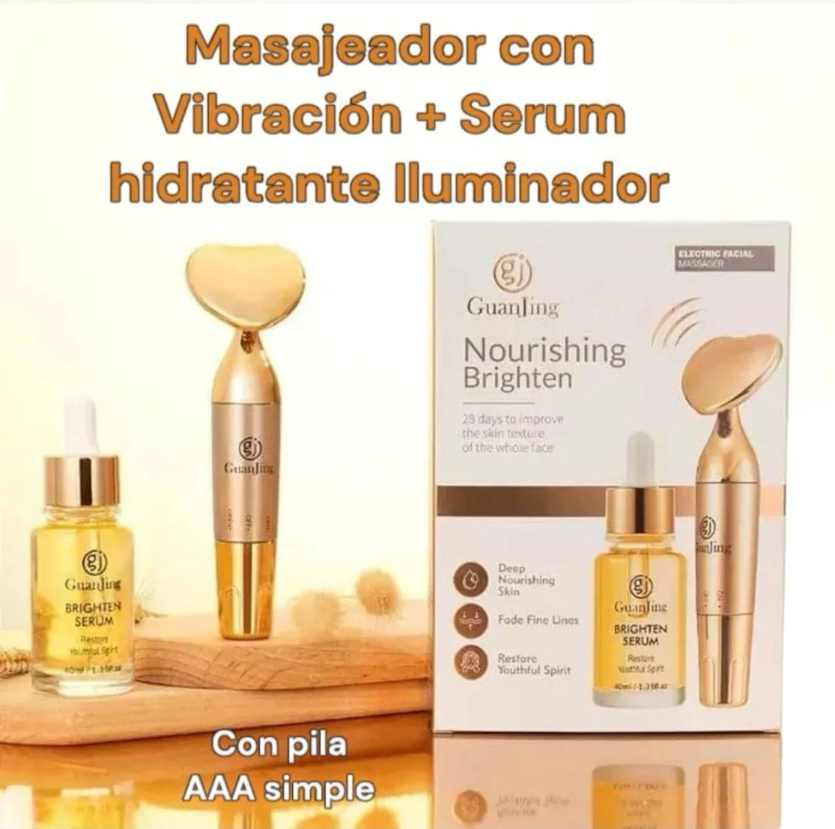 Kit Facial Rejuvenecedor – Sérum Guanjing + Masajeador Vibratorio