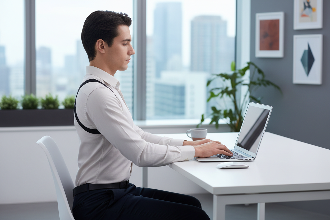 Corrector postural en uso en oficina
