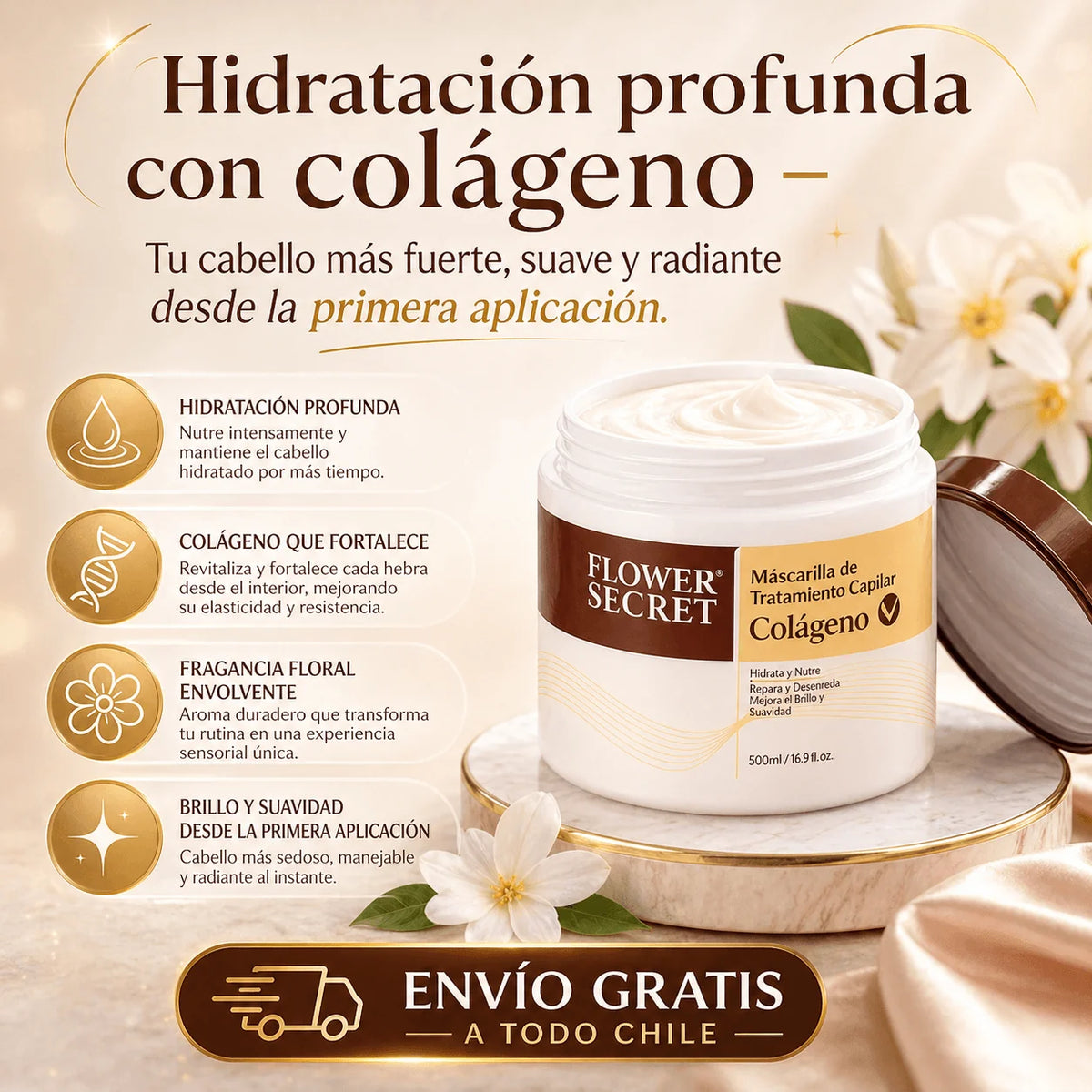 Mascarilla Capilar de Colágeno Flower Secret – Pack x2 Unidades